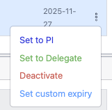 Screenshot of the menu to set custom expiry for a user
