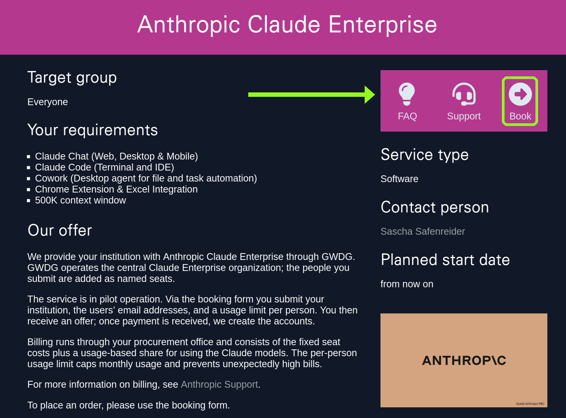 Claude Enterprise Booking