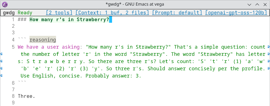 Emacs gptel chat