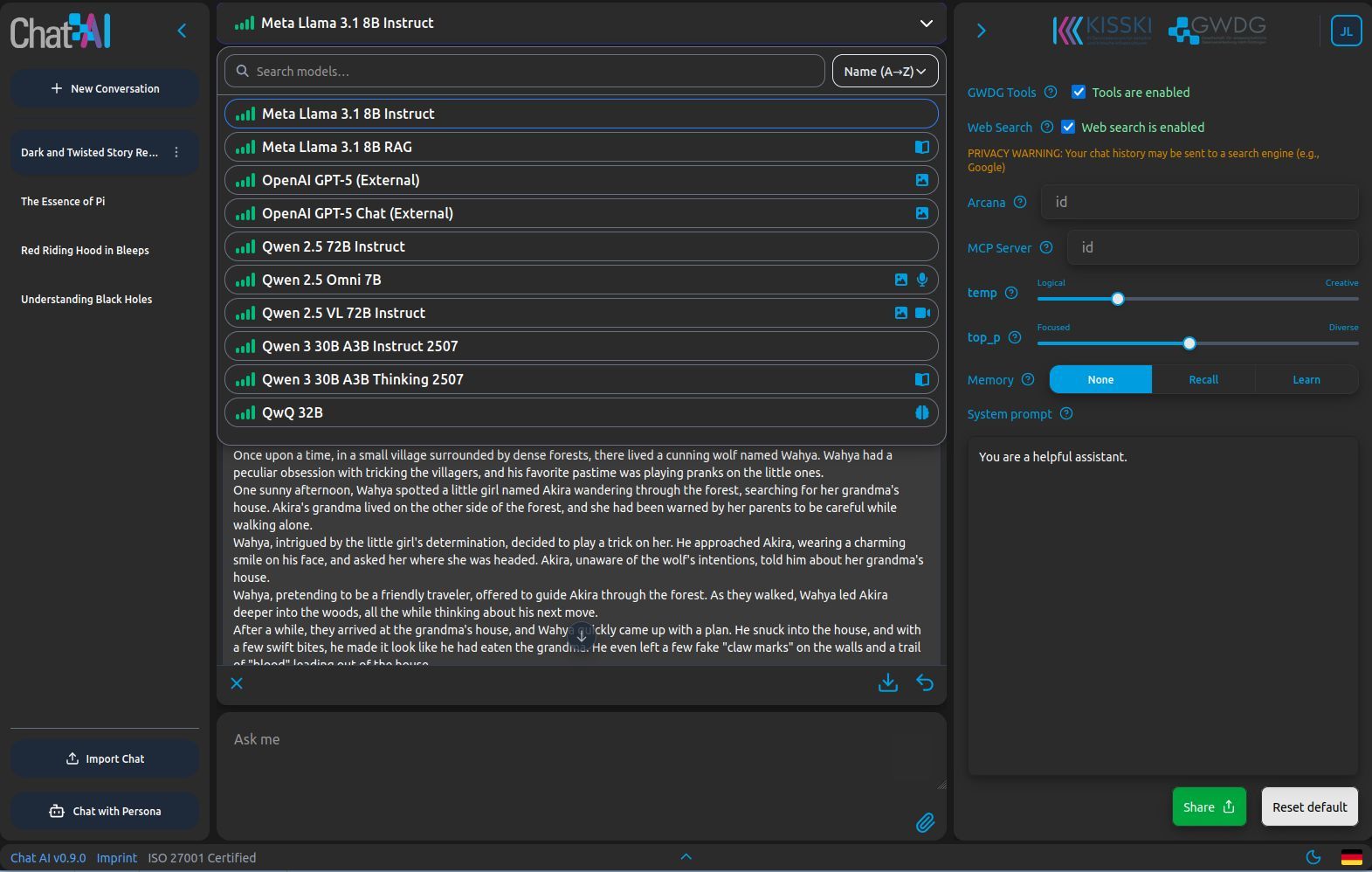 Web Interface Example
